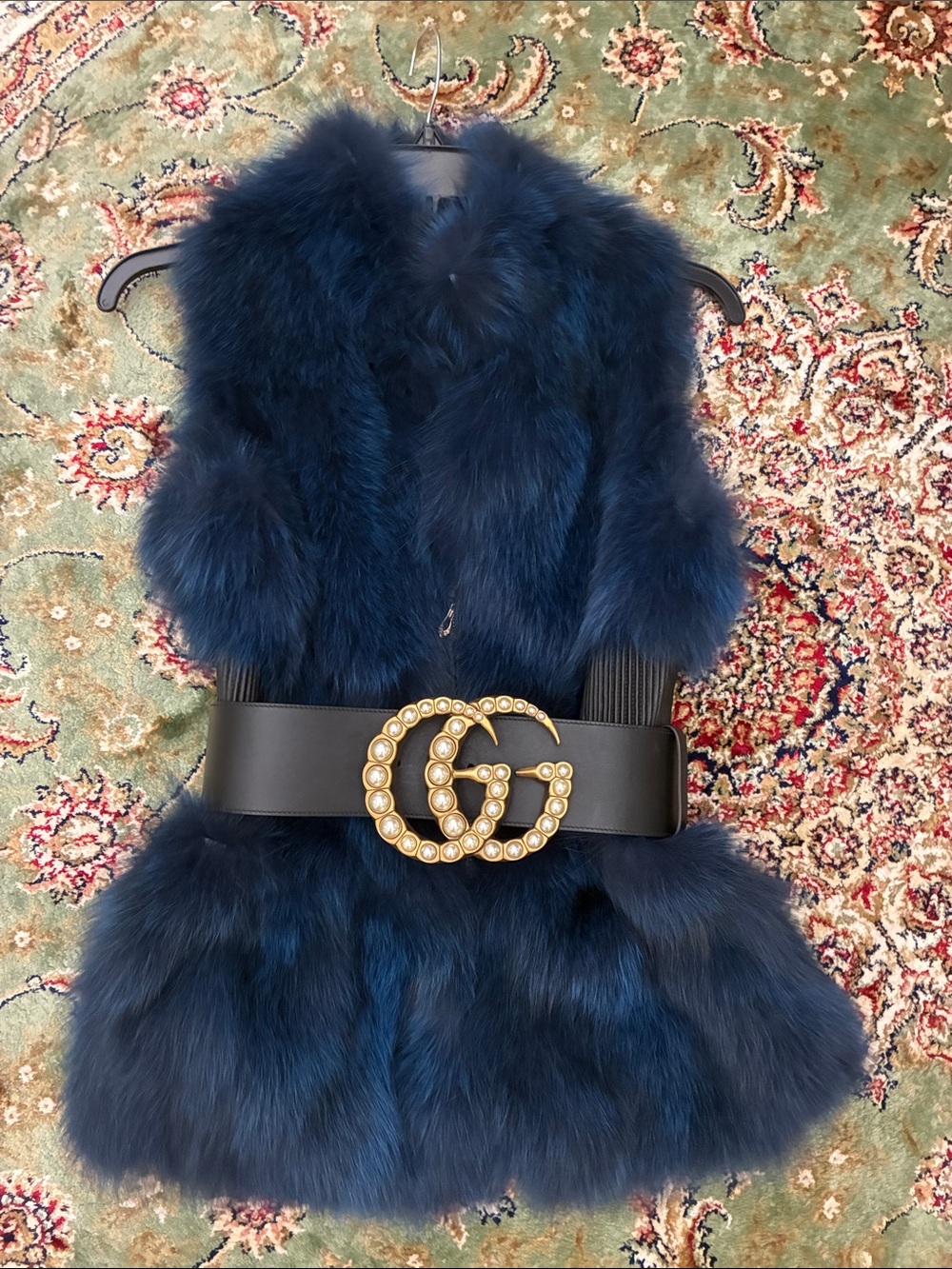 Blue fur vest